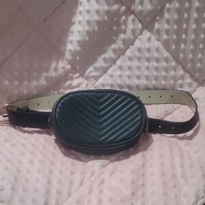 Black Quilted Belt Bag